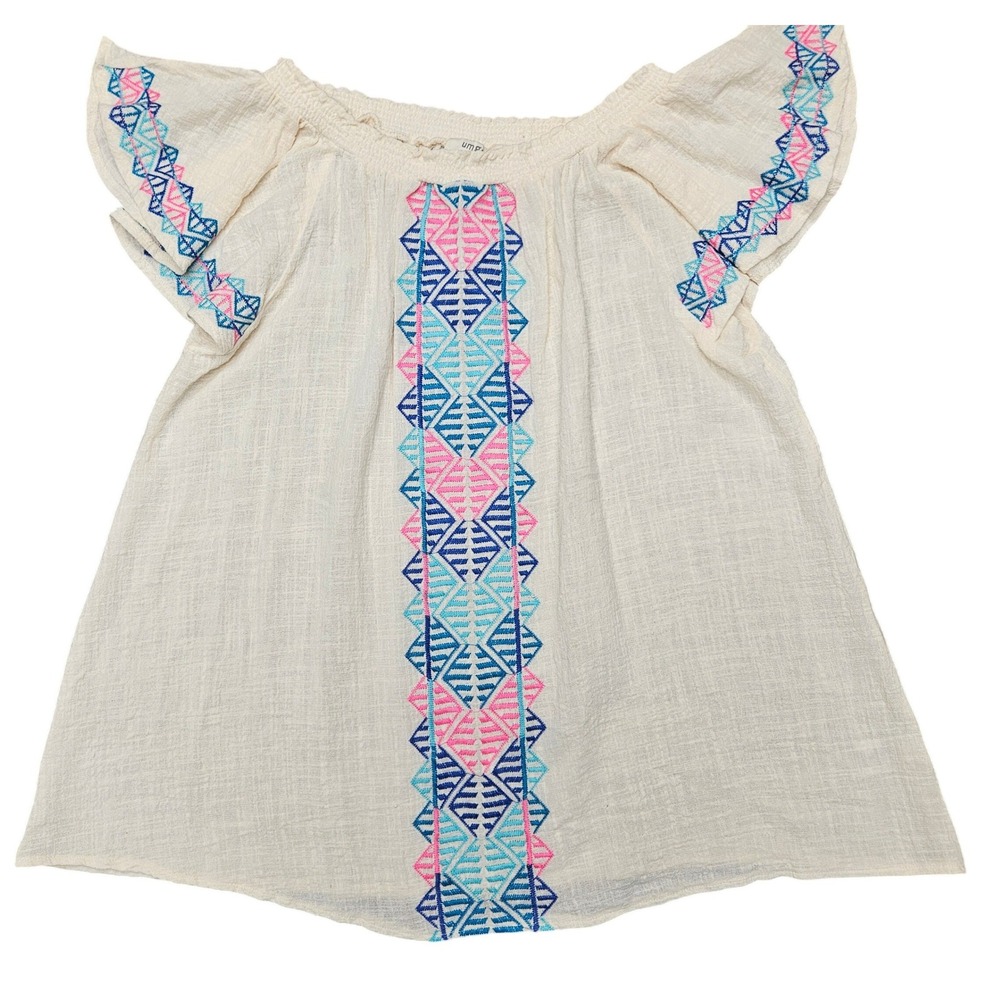Umgee Embroidered Boho Gauze Peasant Top Womens L Festival Cottagecore